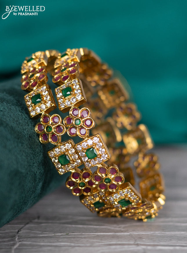 Antique bangle floral design with kemp and cz stones