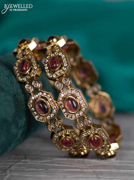 Antique bangle with pink kemp and cz stones
