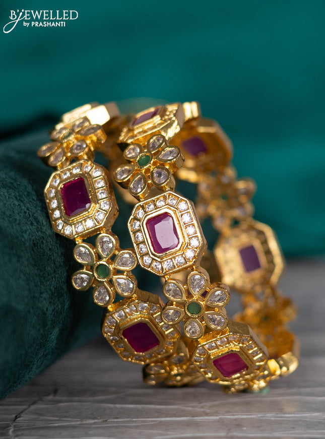 Antique bangle floral design with kemp and cz stones