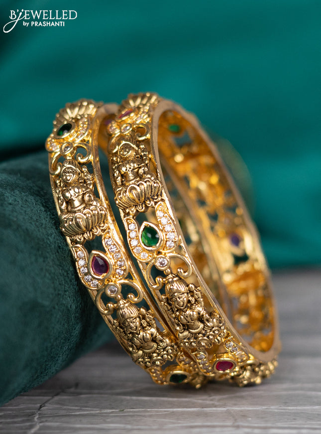 Antique bangle lakshmi design with kemp and cz stones