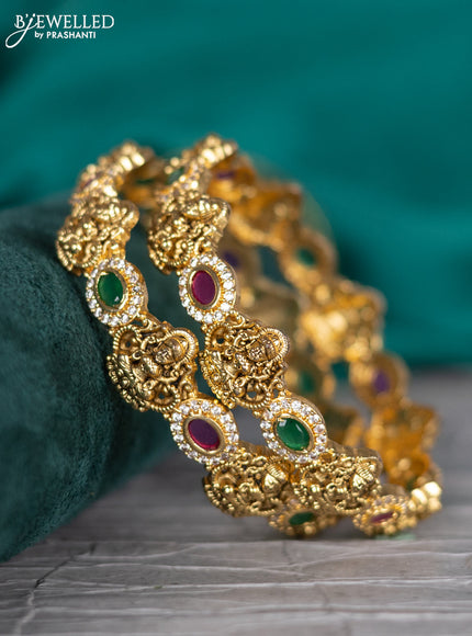 Antique bangle lakshmi design with kemp and cz stones