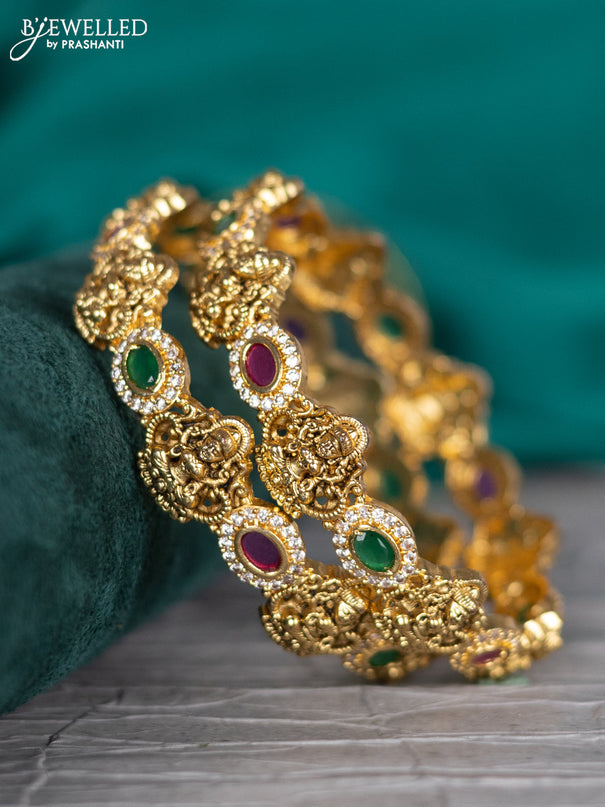 Antique bangle lakshmi design with kemp and cz stones