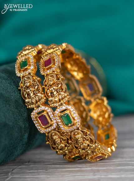 Antique bangle lakshmi design with kemp and cz stones