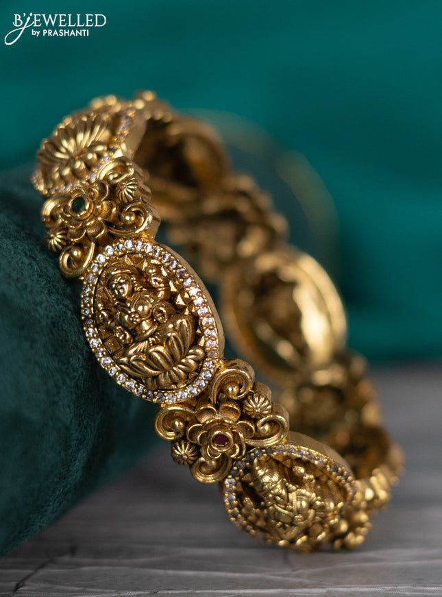 Antique bangle lakshmi design with kemp and cz stones