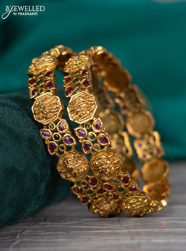 Antique bangle ramdarbar design with kemp stones
