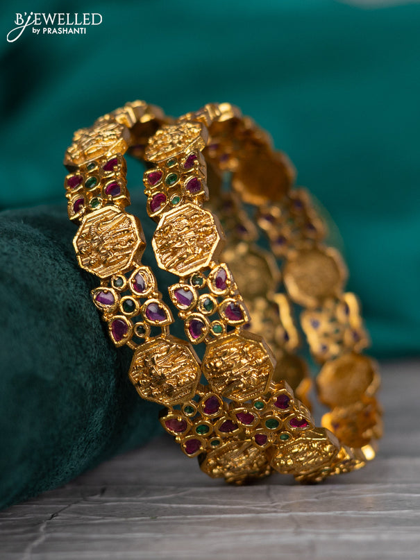 Antique bangle ramdarbar design with kemp stones