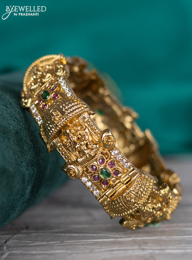 Antique bangle lakshmi design with kemp and cz stones