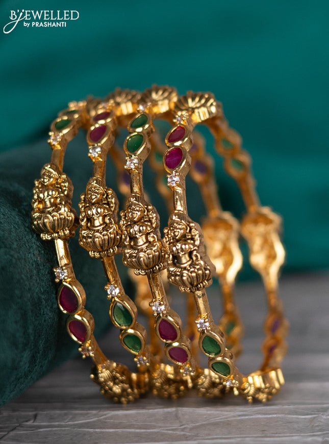 Antique bangle lakshmi design with kemp and cz stones