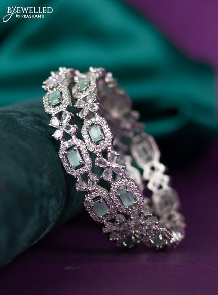 zircon bangle floral design with mint green and cz stones