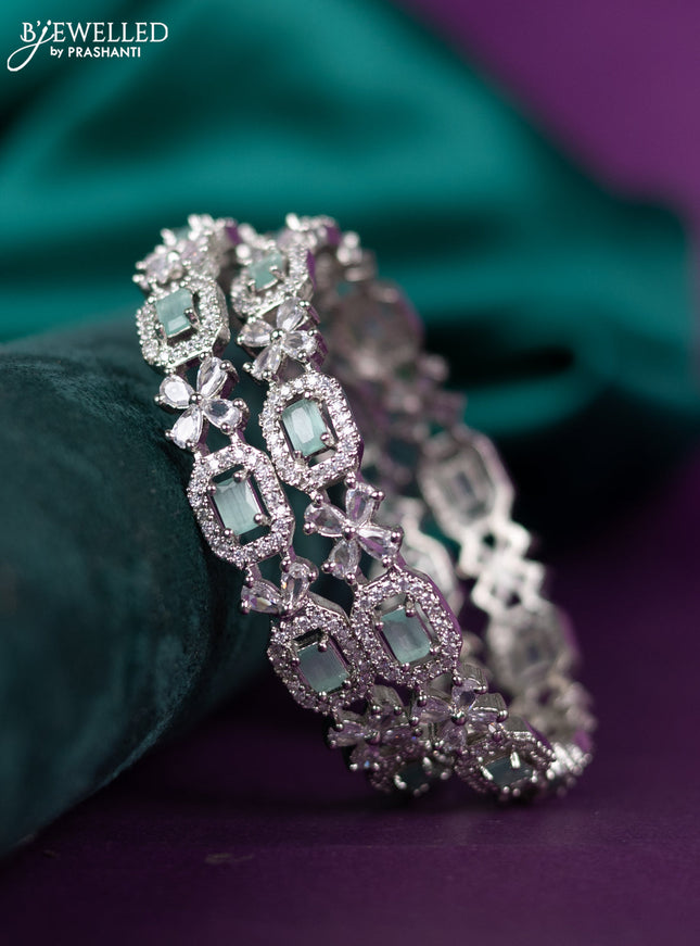 zircon bangle floral design with mint green and cz stones