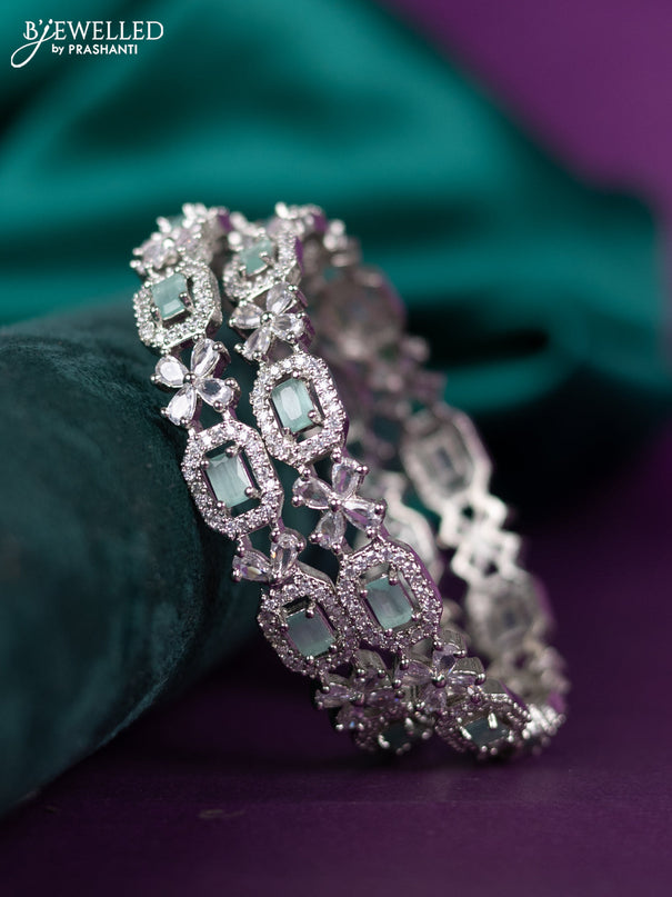 zircon bangle floral design with mint green and cz stones