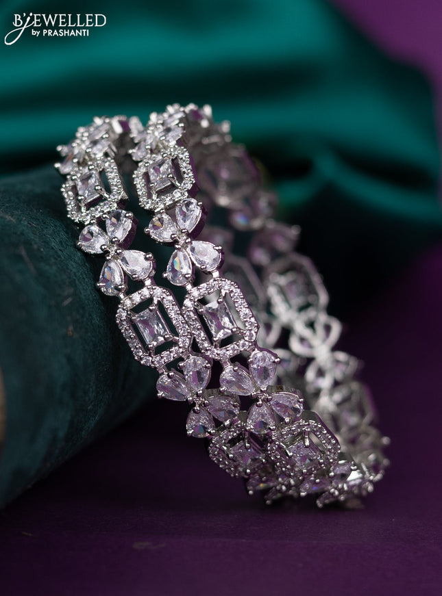 zircon bangle floral design with cz stones