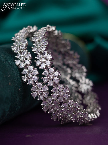 zircon bangle floral design with cz stones