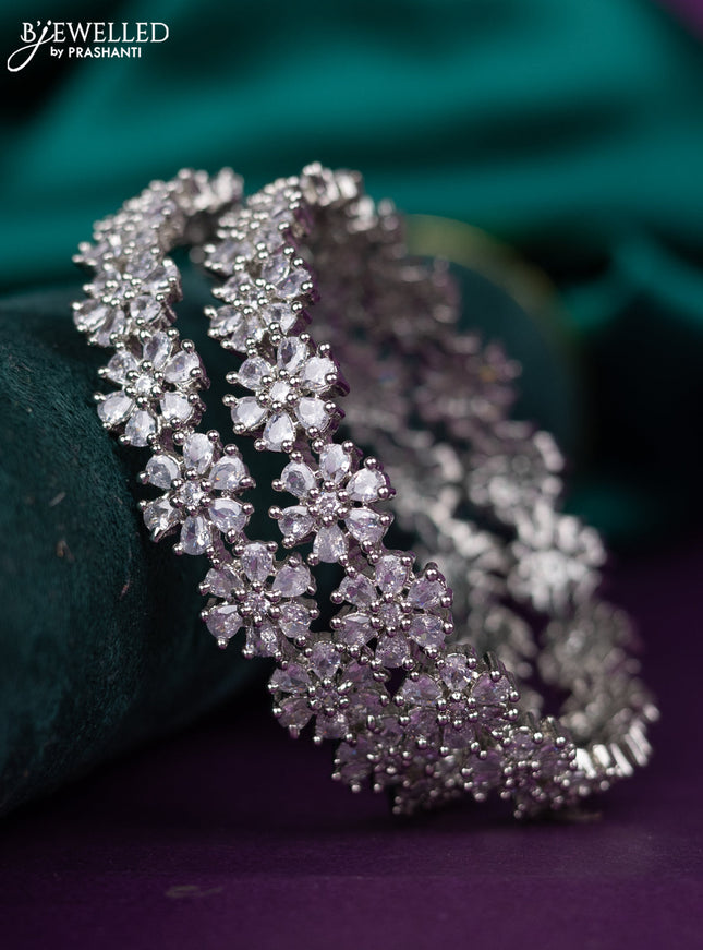 zircon bangle floral design with cz stones