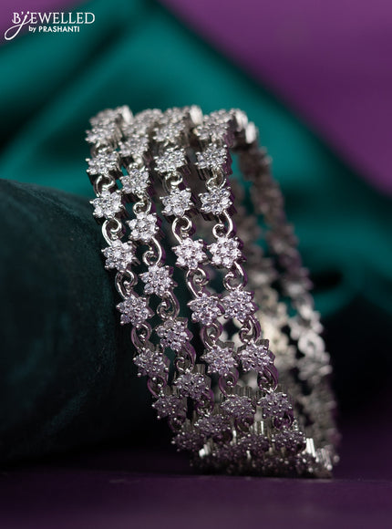 zircon bangle floral design with cz stones