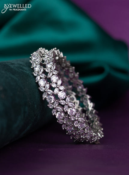 zircon bangle floral design with cz stones