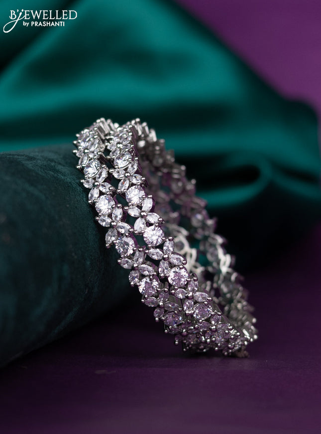 zircon bangle floral design with cz stones