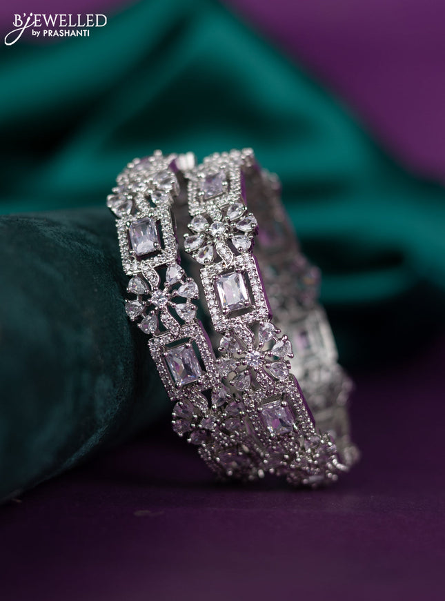 zircon bangle floral design with cz stones