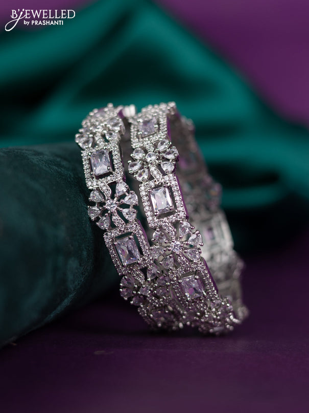 zircon bangle floral design with cz stones