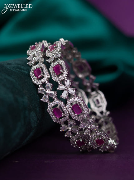 zircon bangle floral design with ruby and cz stones