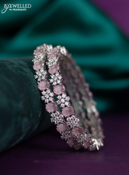 zircon bangle with baby pink and cz stones
