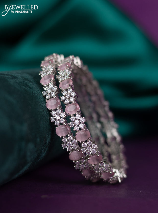 zircon bangle with baby pink and cz stones