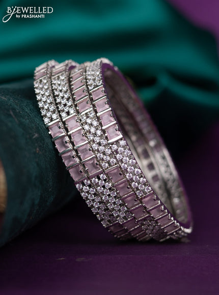 zircon bangle with baby pink and cz stones