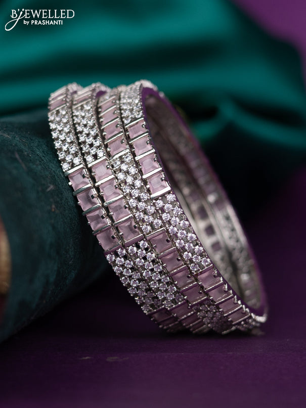zircon bangle with baby pink and cz stones