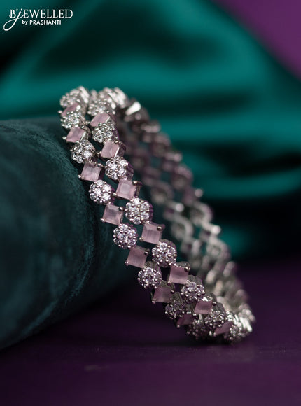 zircon bangle with pastel pink and cz stones