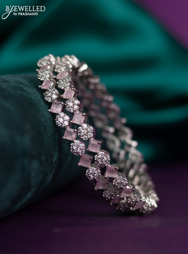 zircon bangle with pastel pink and cz stones