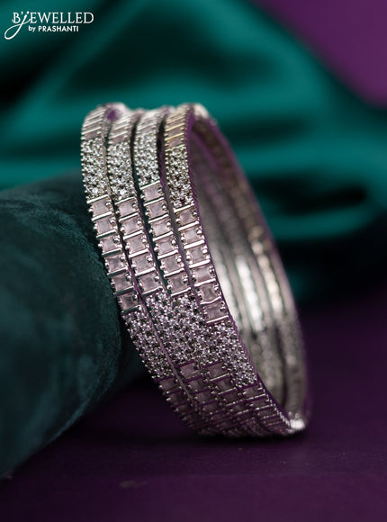 zircon bangle with pastel pink and cz stones