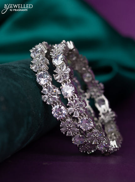 zircon bangle flower design with cz stones