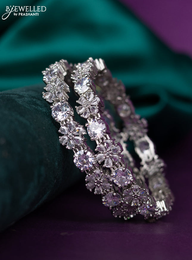 zircon bangle flower design with cz stones
