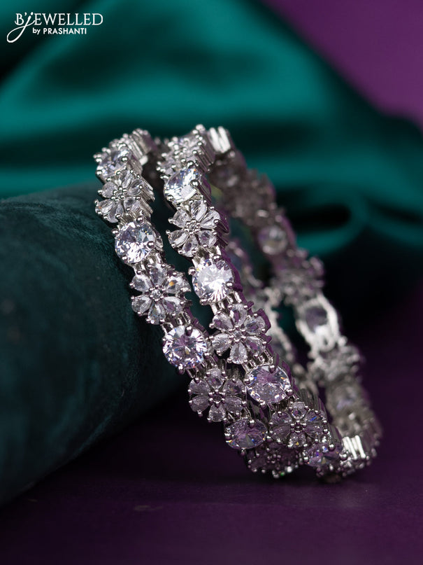 zircon bangle flower design with cz stones