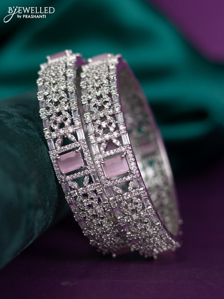 zircon bangle with baby pink and cz stones