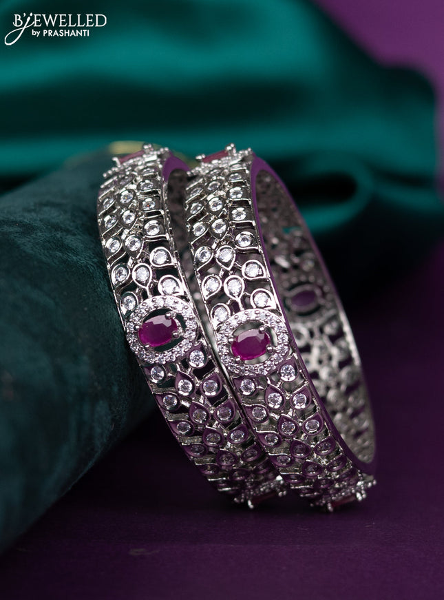 zircon bangle with ruby and cz stones