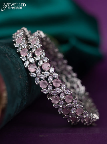 zircon bangle with pastel pink and cz stones