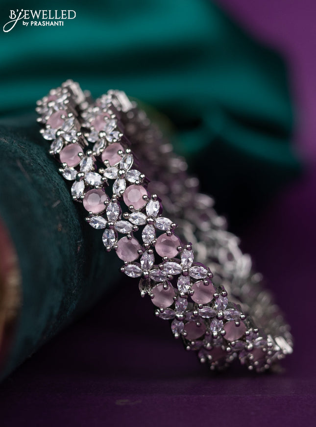 zircon bangle with pastel pink and cz stones