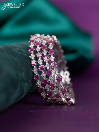 zircon bangle with ruby and cz stones