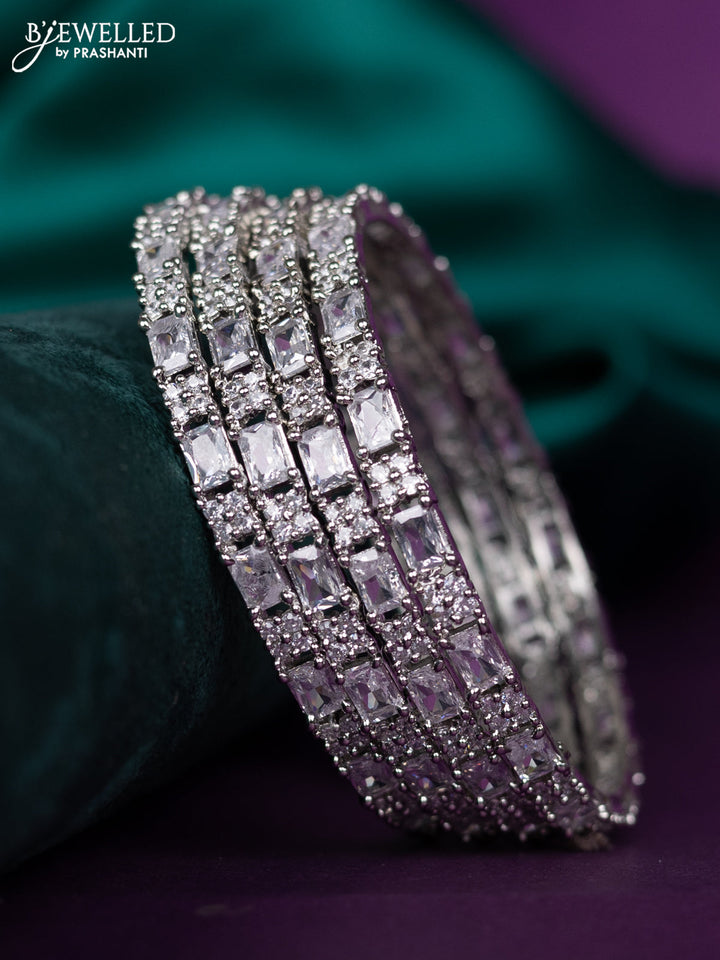zircon bangle with rectangle cz stones