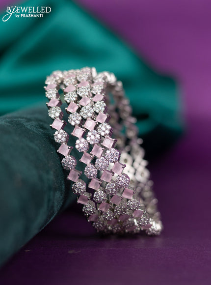 zircon bangle with pastel pink and cz stones