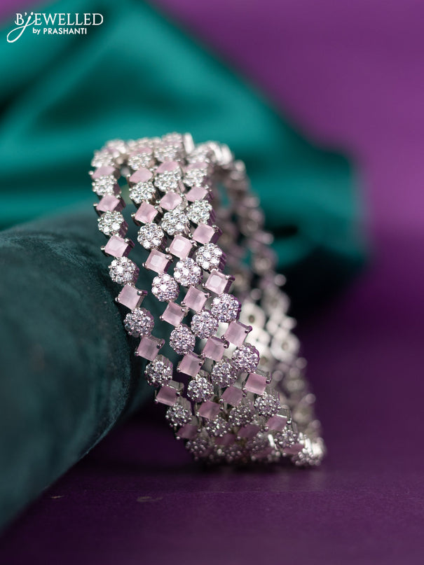 zircon bangle with pastel pink and cz stones