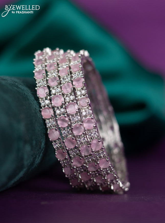 zircon bangle with pastel pink and cz stones