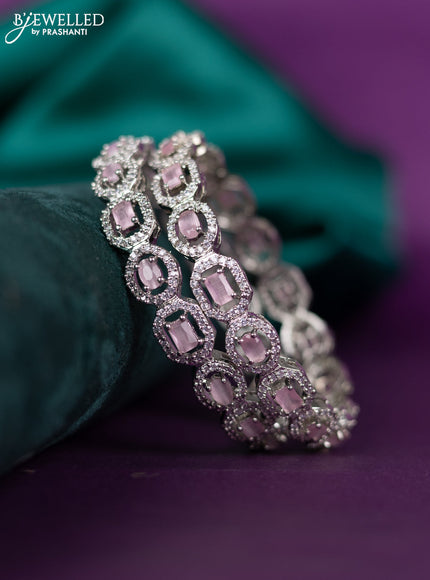 zircon bangle with pastel pink and  cz stones