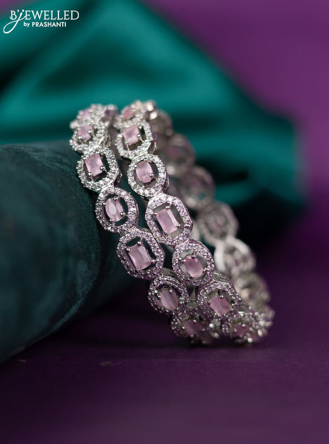 zircon bangle with pastel pink and  cz stones