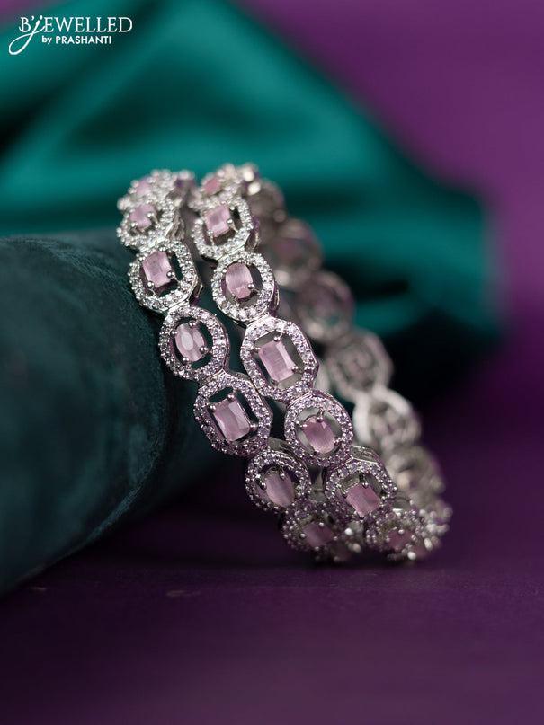 zircon bangle with pastel pink and  cz stones