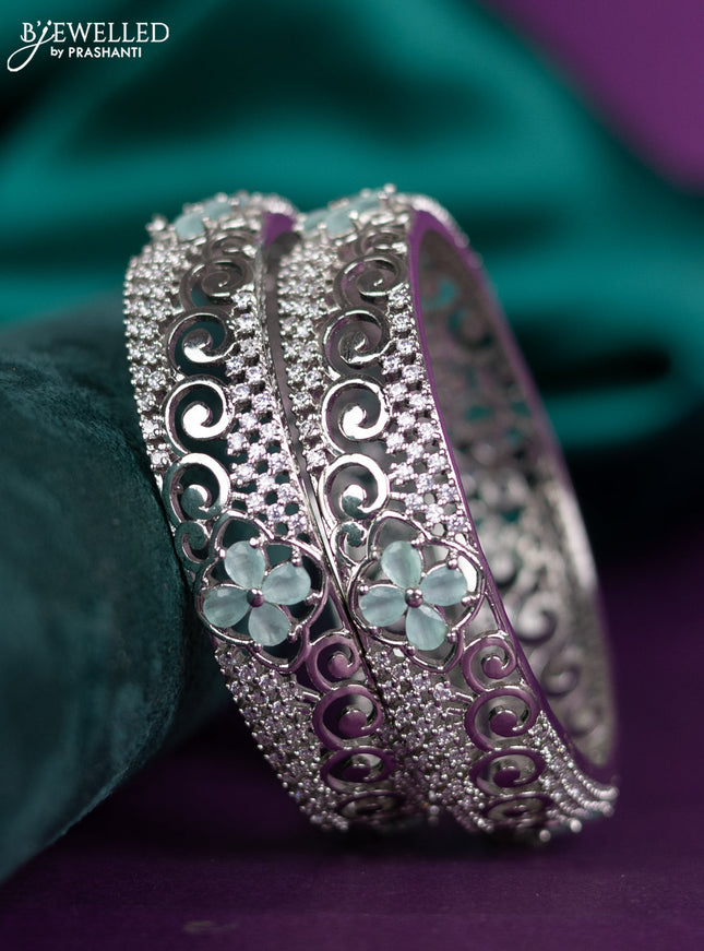 zircon bangle floral design with cz stones