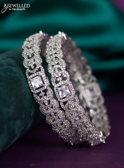 zircon bangle leaf design with cz stones