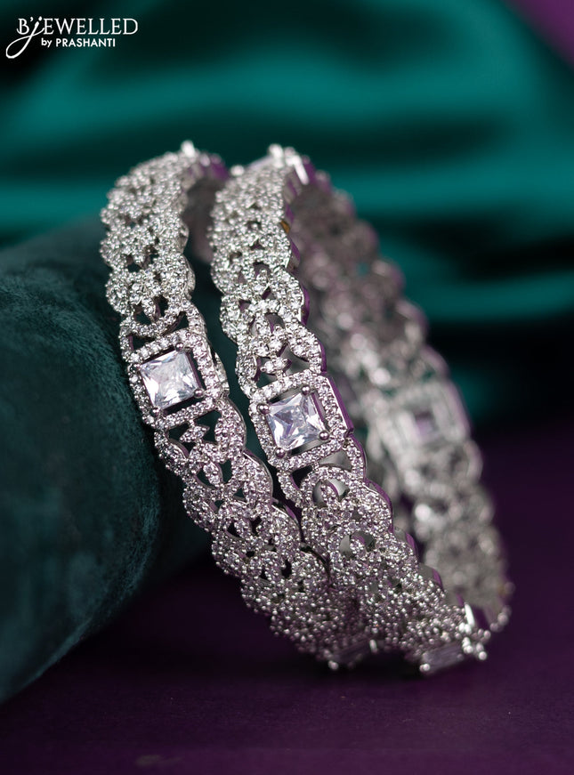 zircon bangle leaf design with cz stones