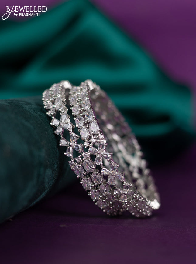 zircon bangle floral design with cz stones